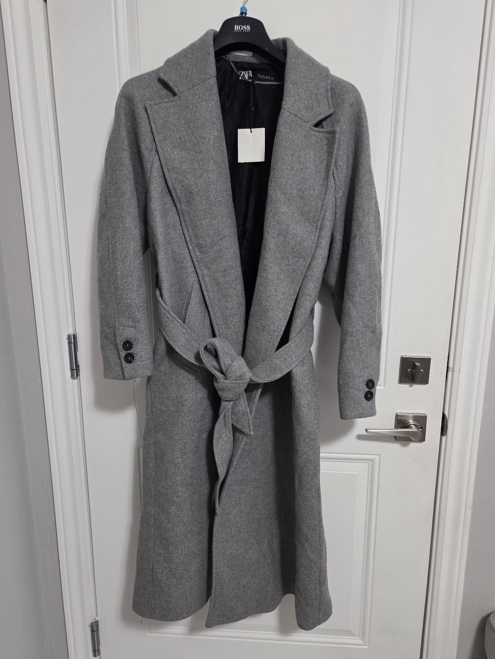 NWT - Zara Women's Longline Belted Wool Blended Coat - Size L